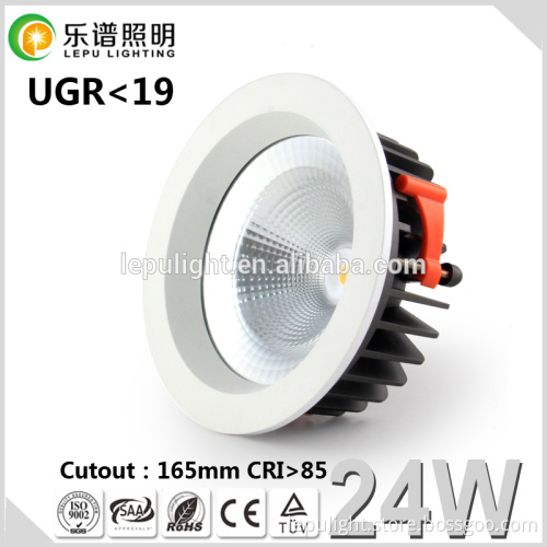 24W COB DownlightsType and Aluminum Lamp Body Material 90mm cutout led cob downlight